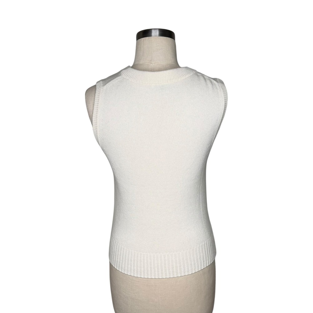 BUCK MASON Sweater Vest Cream White 100% Cashmere V-Neck Women's Size Small Lux - Picture 3 of 7